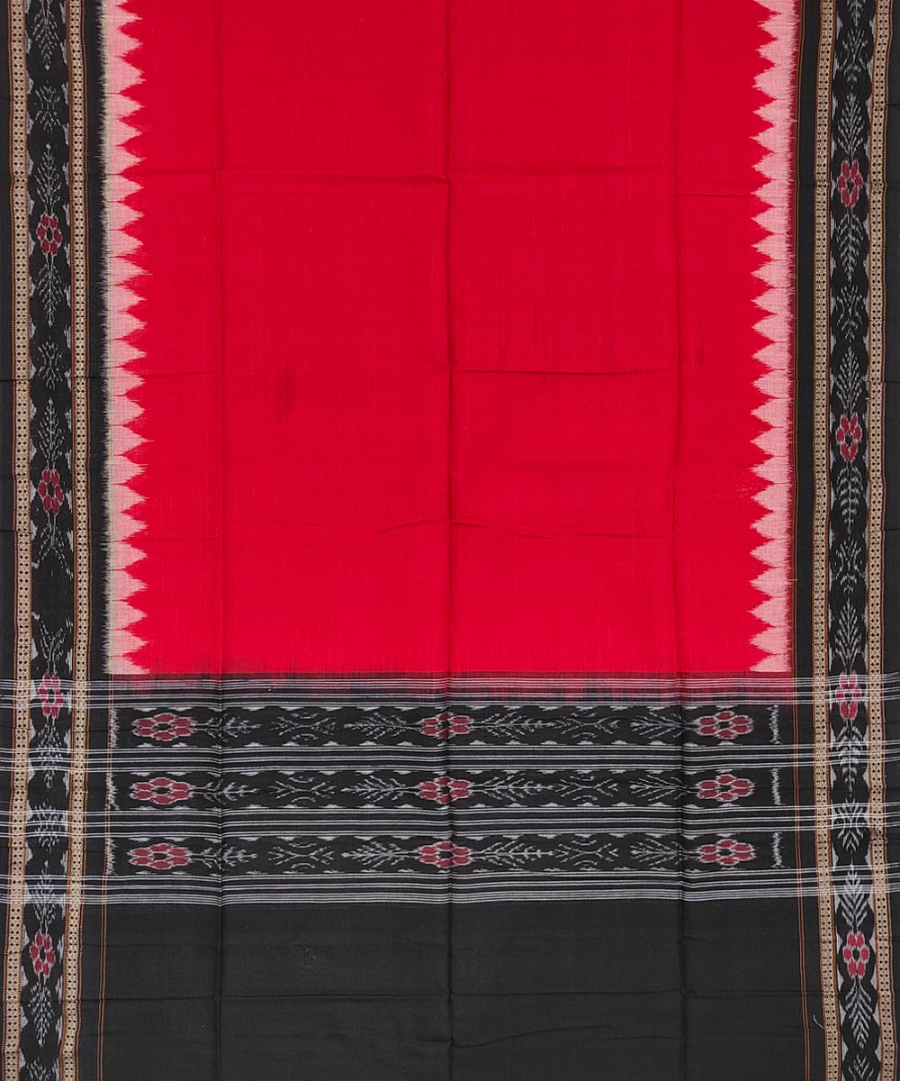 Black Red Sambalpuri Handwoven Double Ikat Suit Image 4