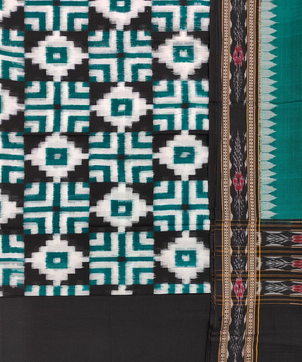 Green Sambalpuri Handwoven Double Ikat Suit Image 2