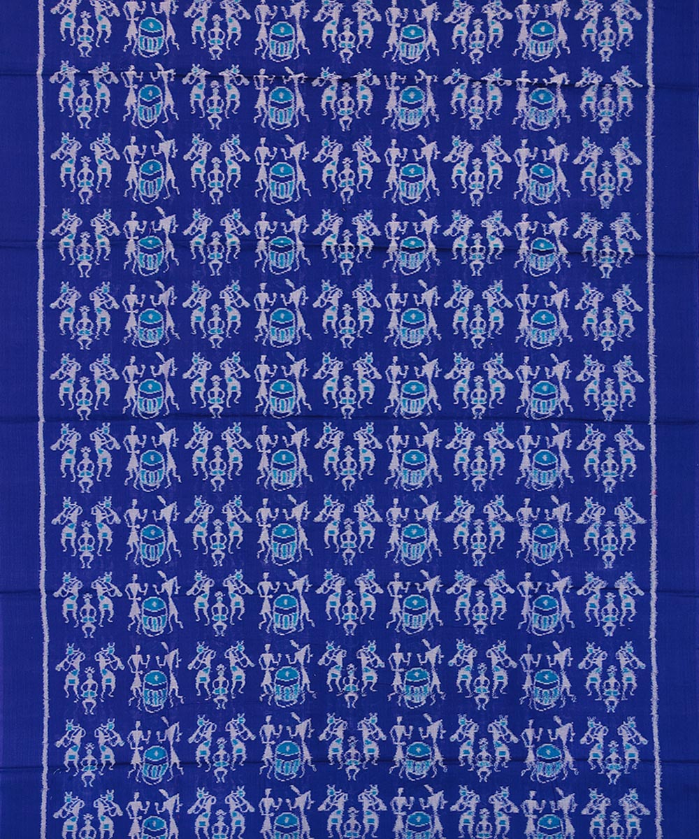 Blue Green Sambalpuri Handwoven Single Ikat Suit Image 3