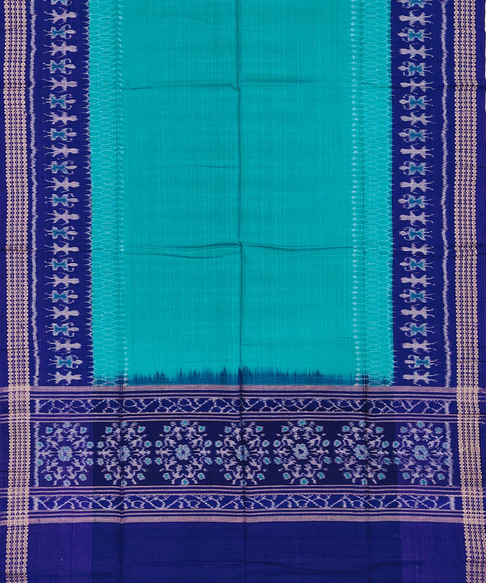 Blue Green Sambalpuri Handwoven Single Ikat Suit Image 4