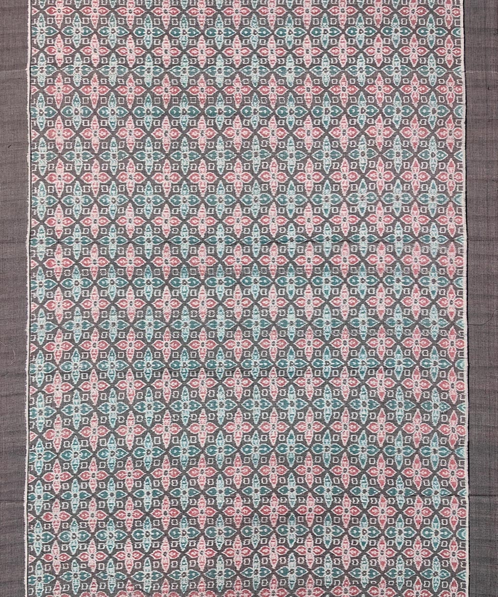 Gray Red Sambalpuri Handwoven Single Ikat Suit Image 3