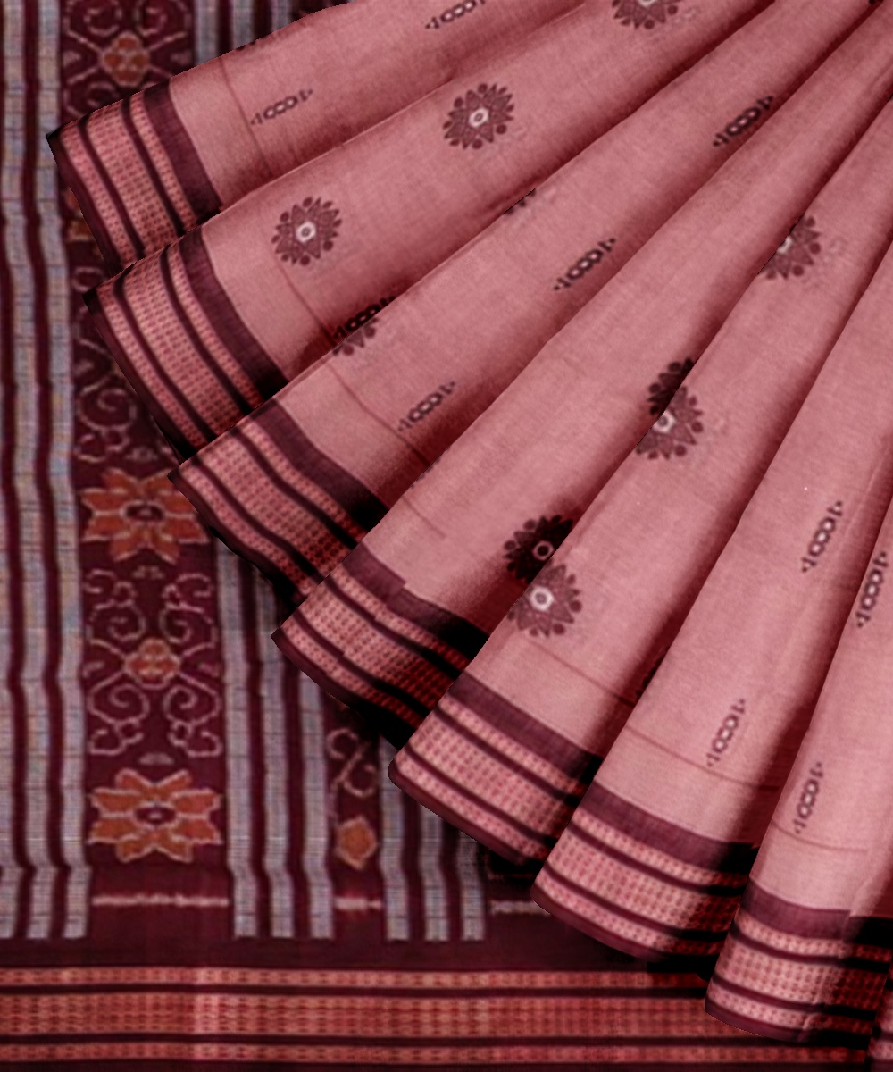 Onion Bomkai Handwoven Cotton Saree Image 2