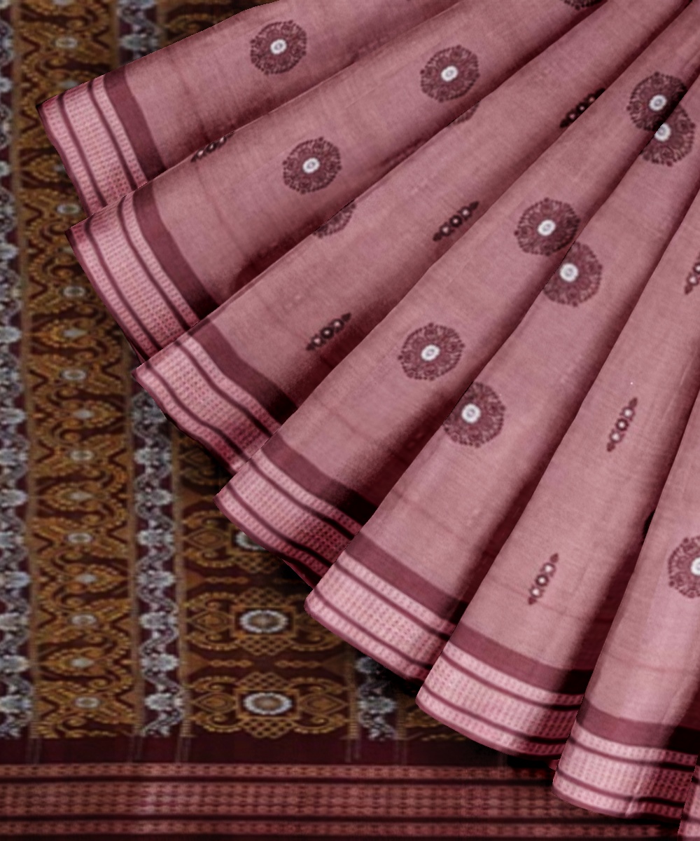 Onion Bomkai Handwoven Cotton Saree Image 2