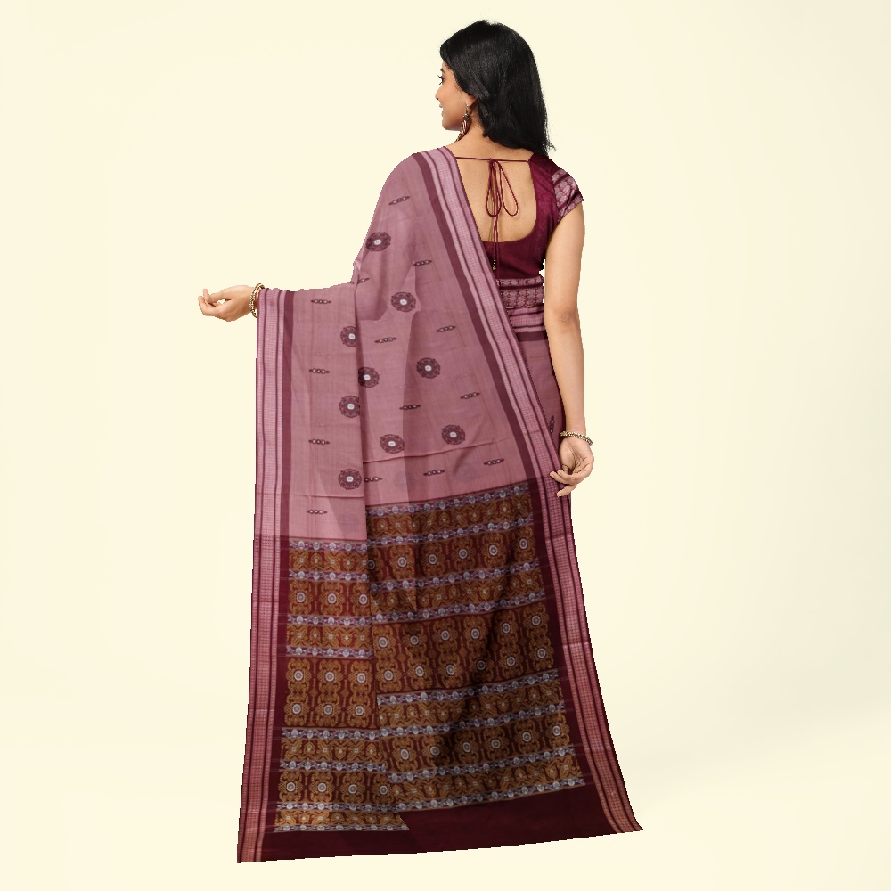 Onion Bomkai Handwoven Cotton Saree Image 4