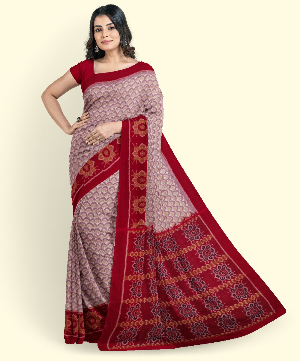 Multicolour Sambalpuri Handwoven Single Ikat Cotton Saree SFCSAR1996