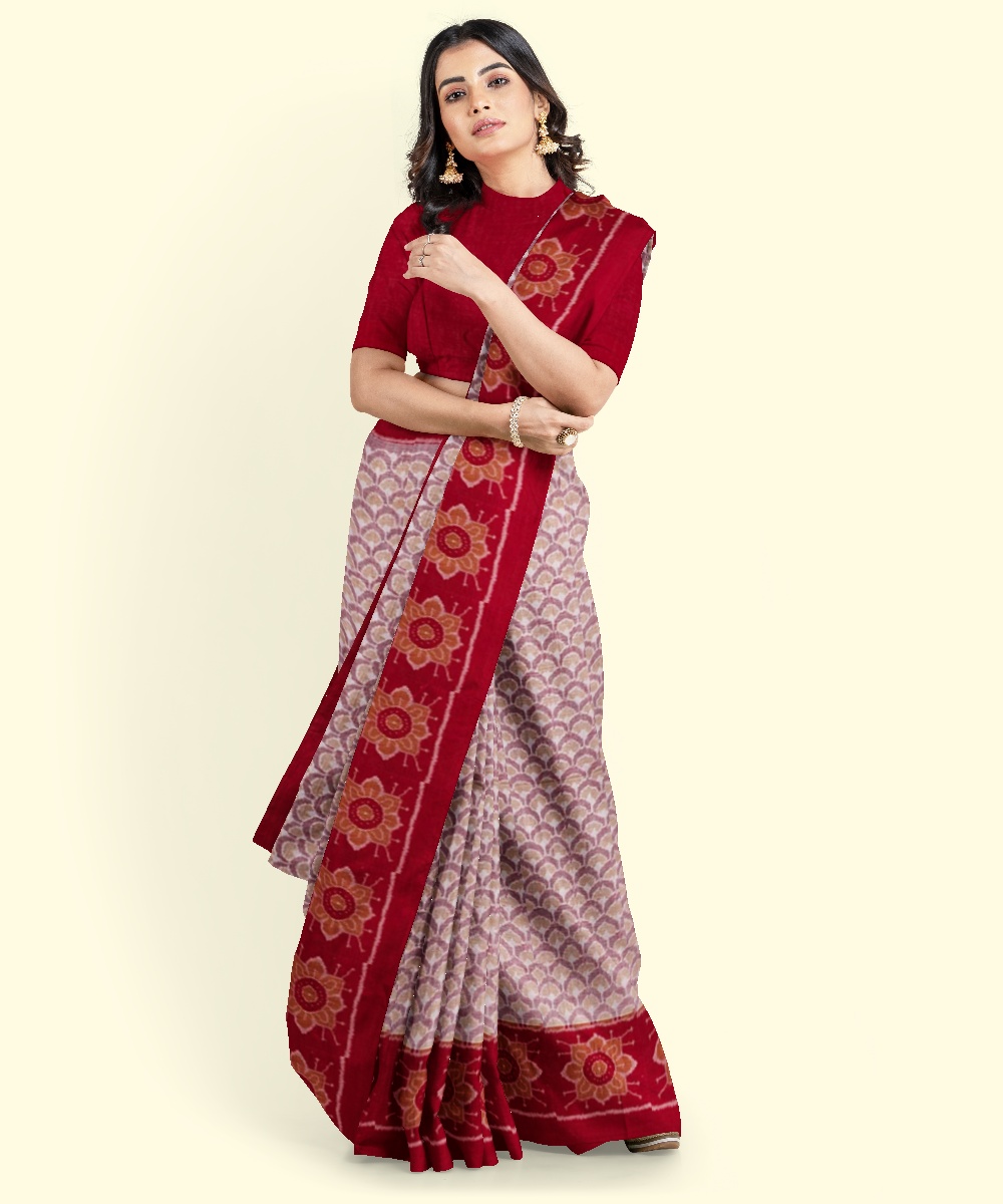 Multicolour Sambalpuri Handwoven Single Ikat Cotton Saree Image 3