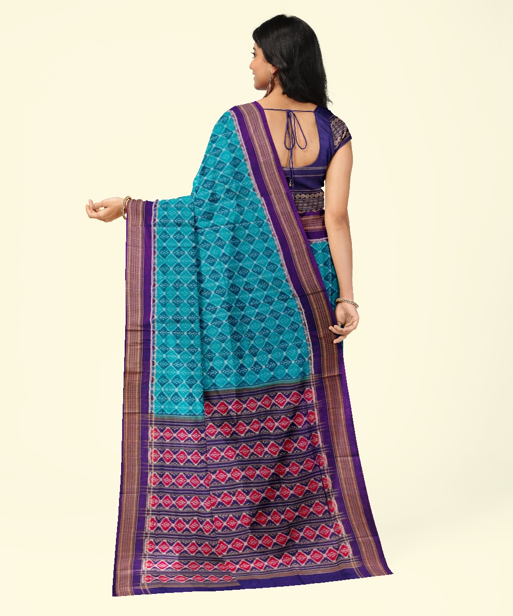 Green Sambalpuri Handwoven Single Ikat Cotton Saree Image 4