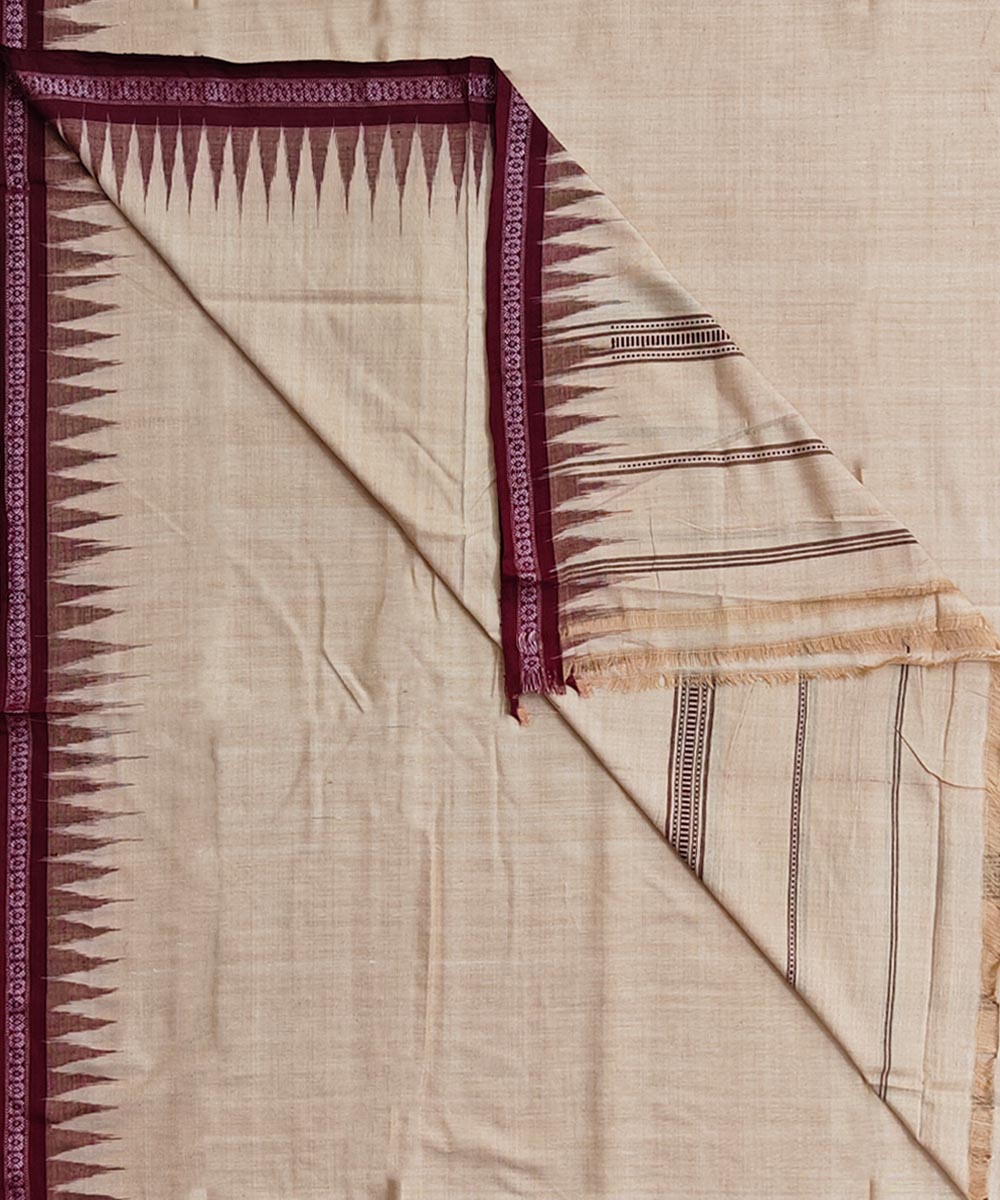 Beige Maroon Sambalpuri Handwoven Cotton Joda SFSJOD2041