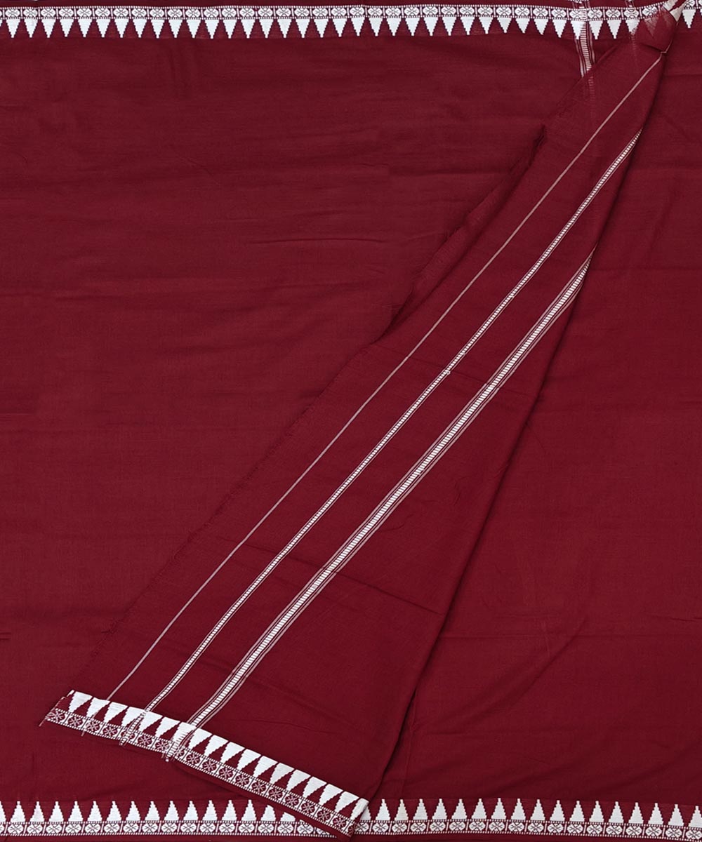Maroon Sambalpuri Handwoven Cotton Joda Image 2
