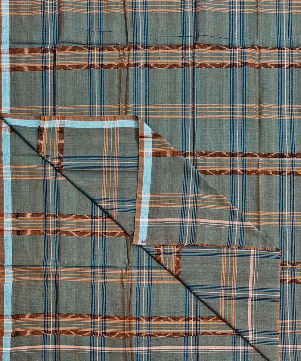 Green Sambalpuri Handwoven Cotton Lugi SFCLUN2051