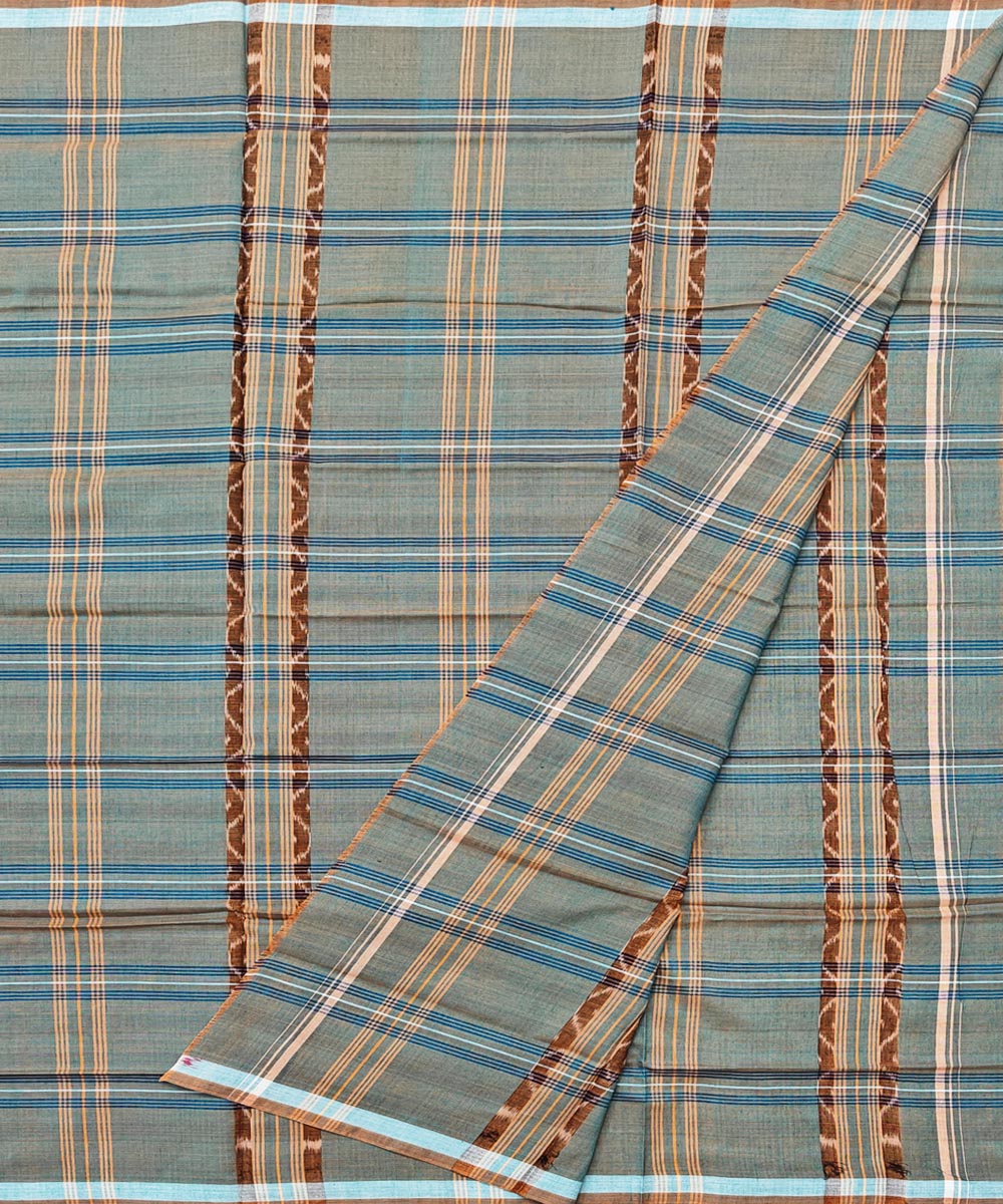 Green Sambalpuri Handwoven Cotton Lugi Image 2