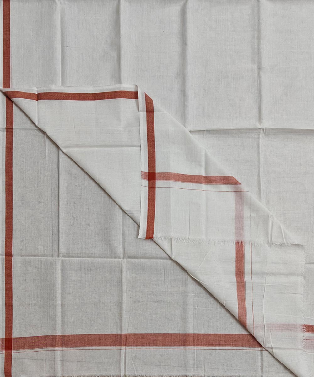 White Sambalpuri Handwoven Cotton Lugi SFCLUN2053