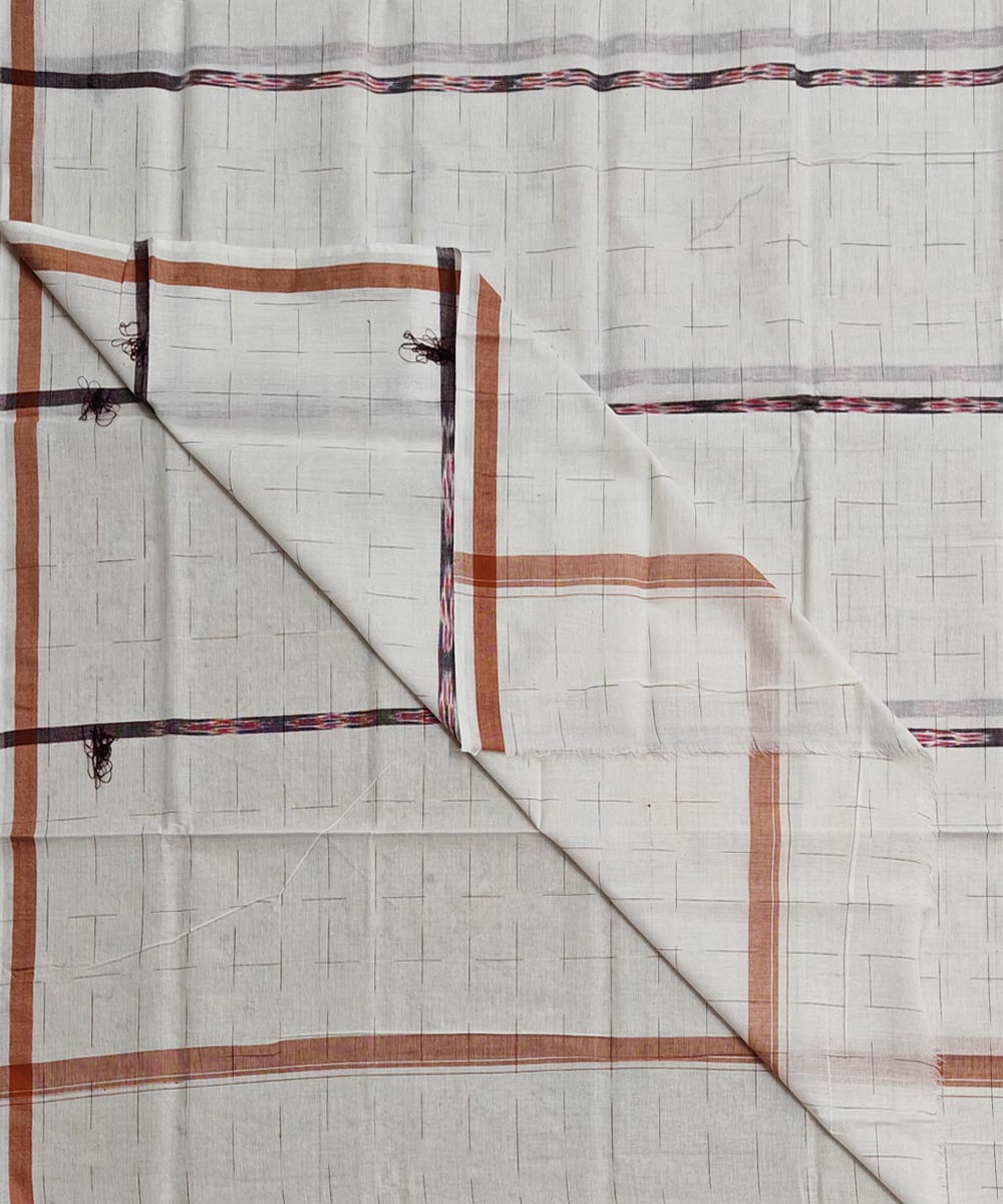 White Sambalpuri Handwoven Cotton Lugi SFCLUN2057