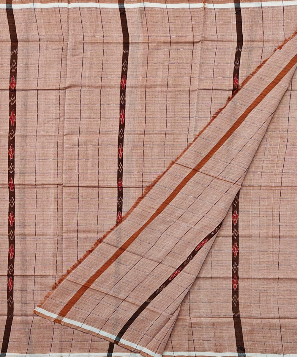 Beige Sambalpuri Handwoven Cotton Lugi Image 2