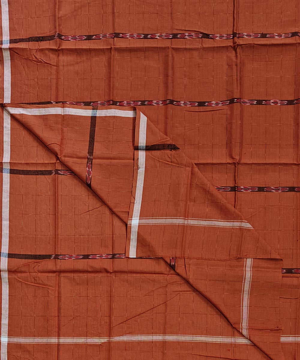 Brown Sambalpuri Handwoven Cotton Lugi SFCLUN206