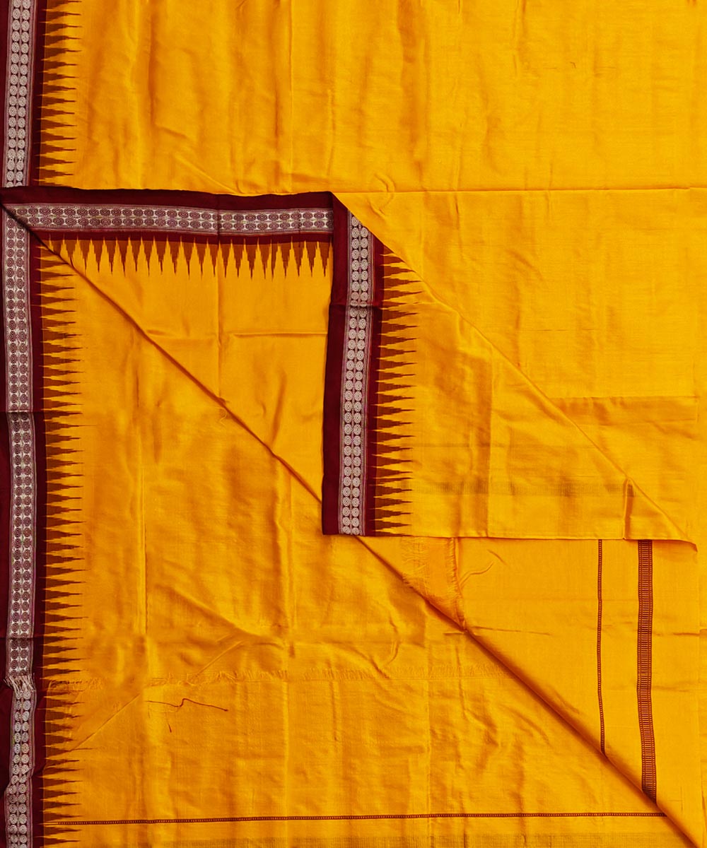 Yellow Maroon Sambalpuri Handwoven Silk Joda SFSJOD2066