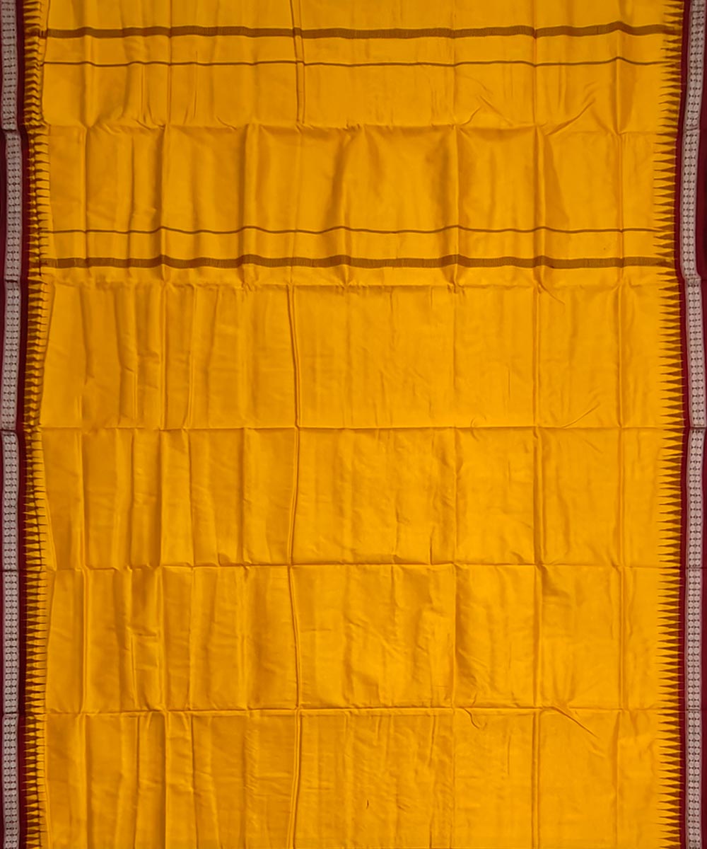 Yellow Maroon Sambalpuri Handwoven Silk Joda Image 4