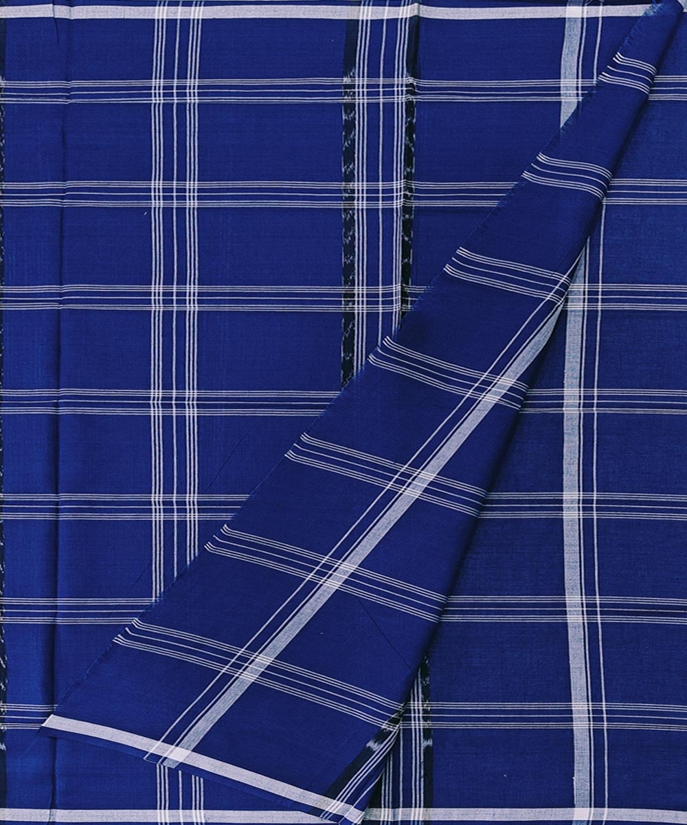Blue Sambalpuri Handwoven Cotton Lugi Image 2