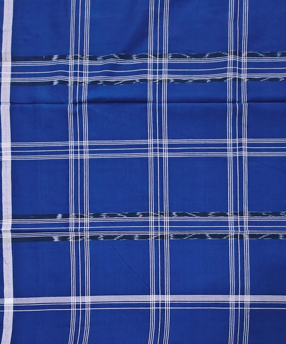 Blue Sambalpuri Handwoven Cotton Lugi Image 4