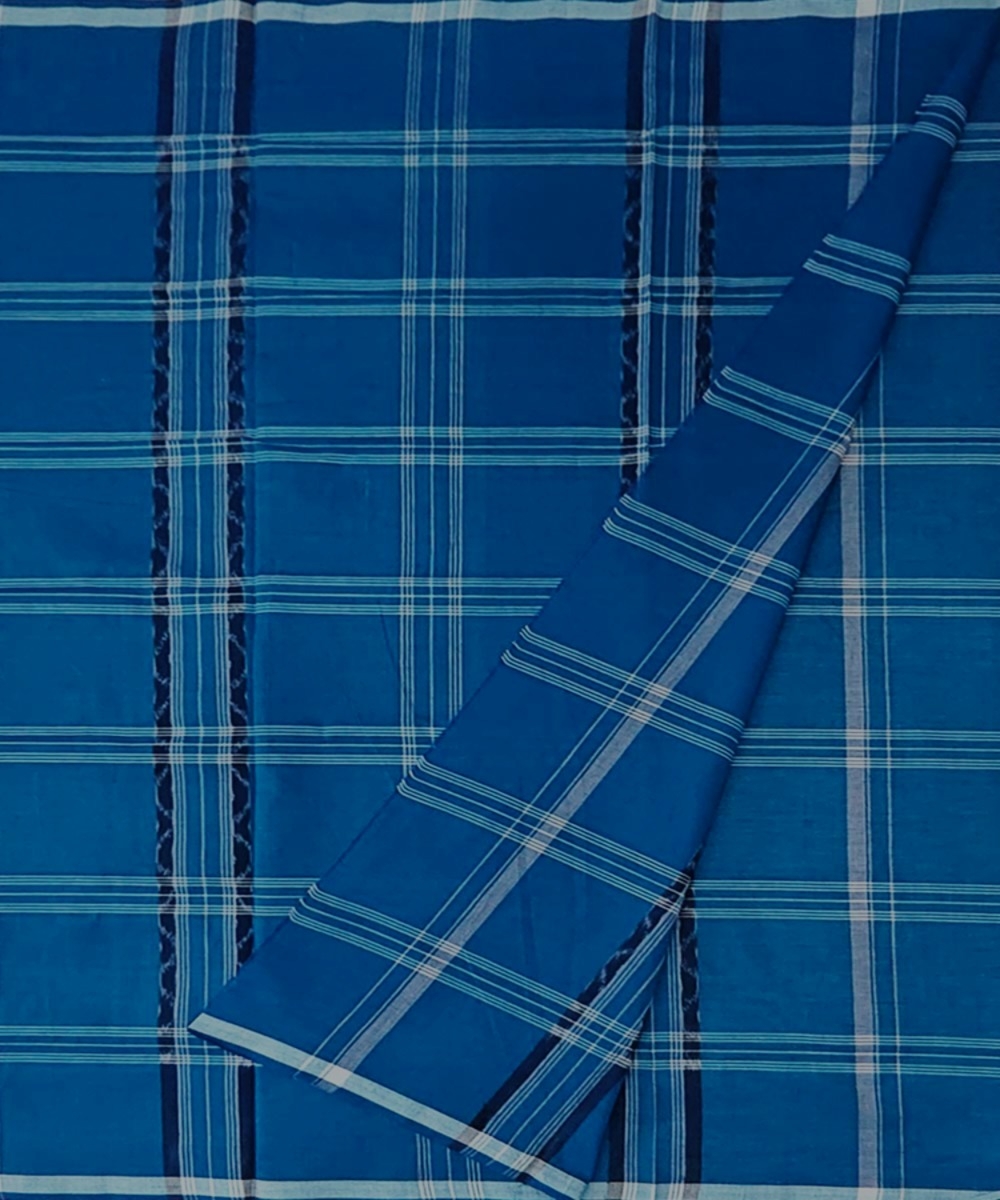Blue Sambalpuri Handwoven Cotton Lugi Image 2