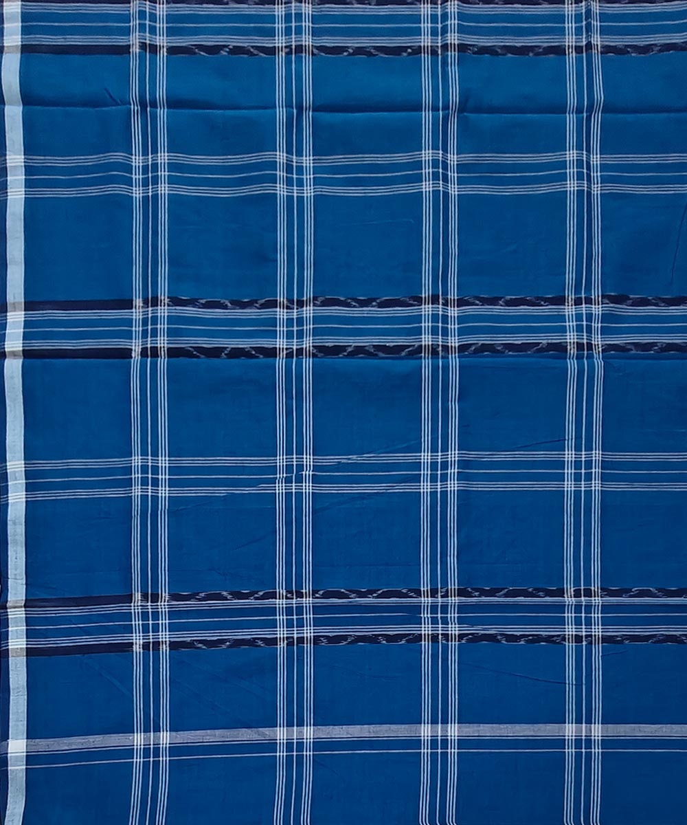 Blue Sambalpuri Handwoven Cotton Lugi Image 4