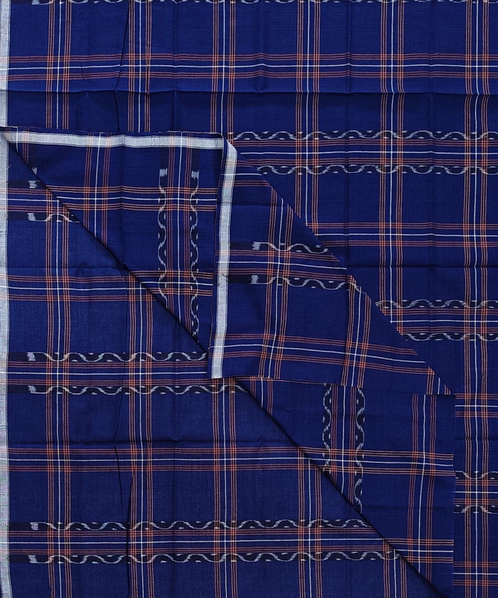 Blue Sambalpuri Handwoven Cotton Lugi Image 1