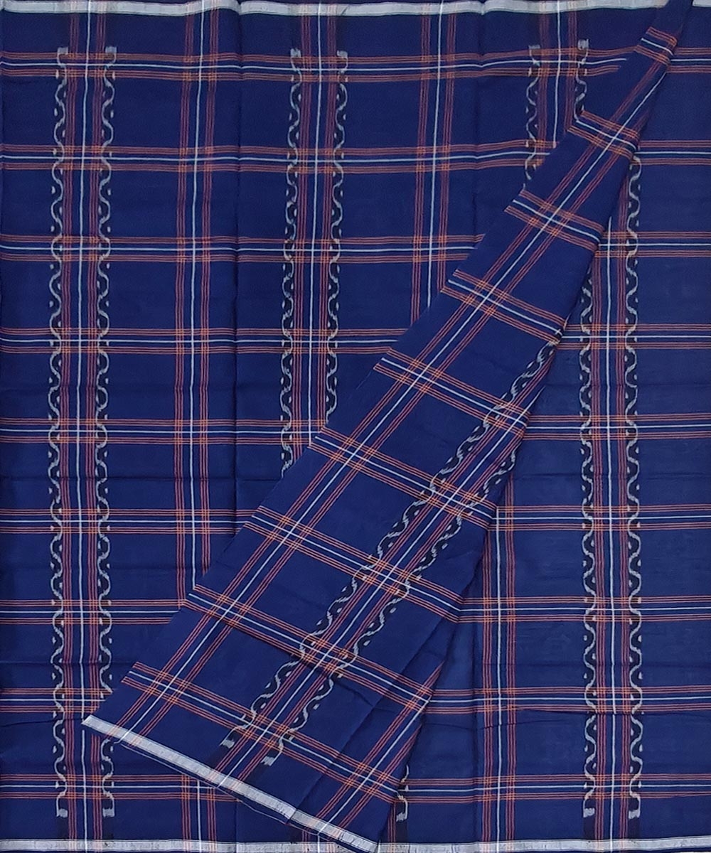 Blue Sambalpuri Handwoven Cotton Lugi Image 2