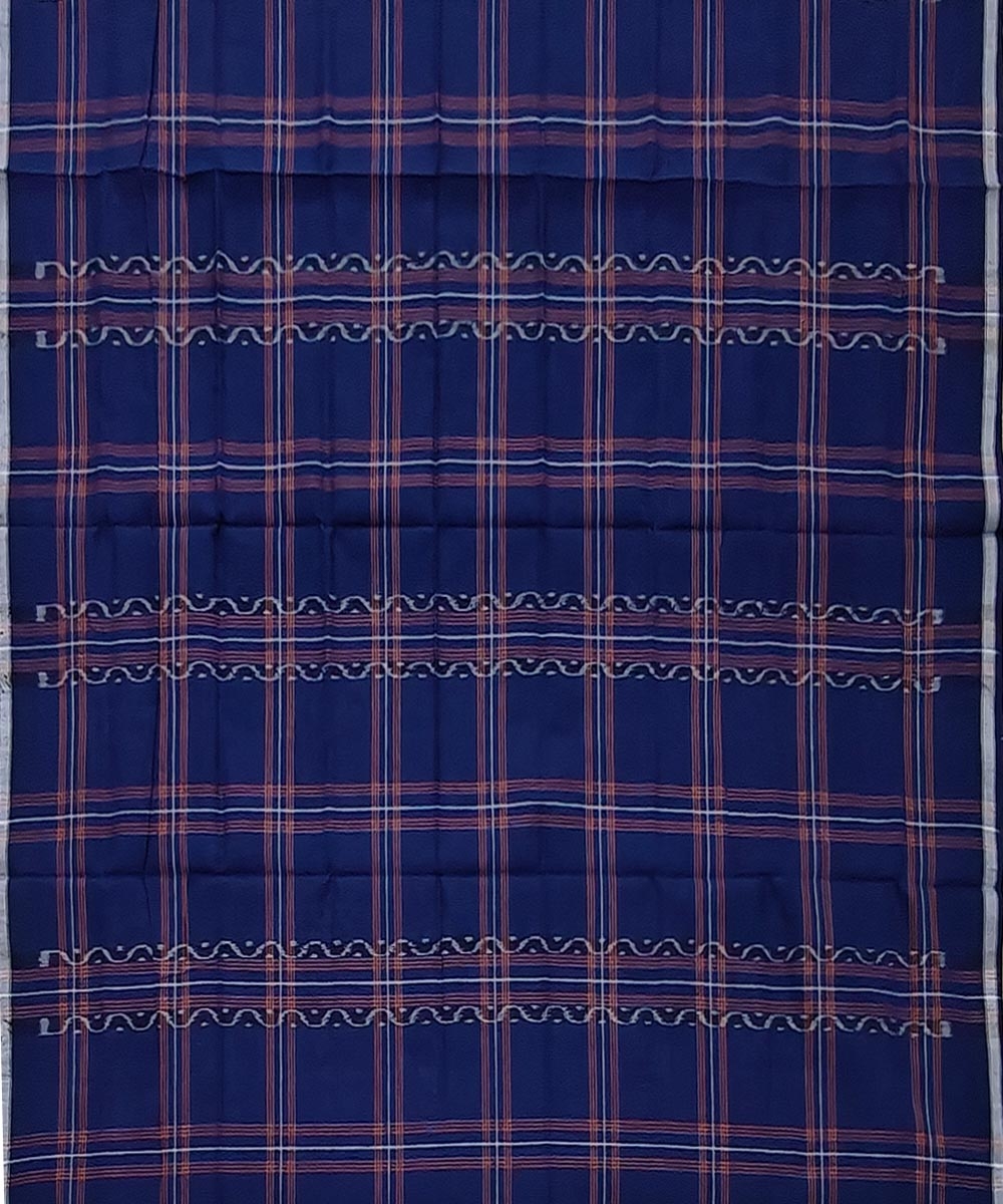 Blue Sambalpuri Handwoven Cotton Lugi Image 3