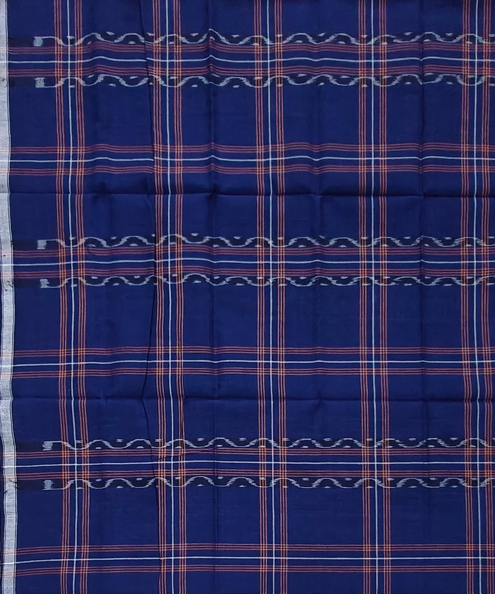 Blue Sambalpuri Handwoven Cotton Lugi Image 4