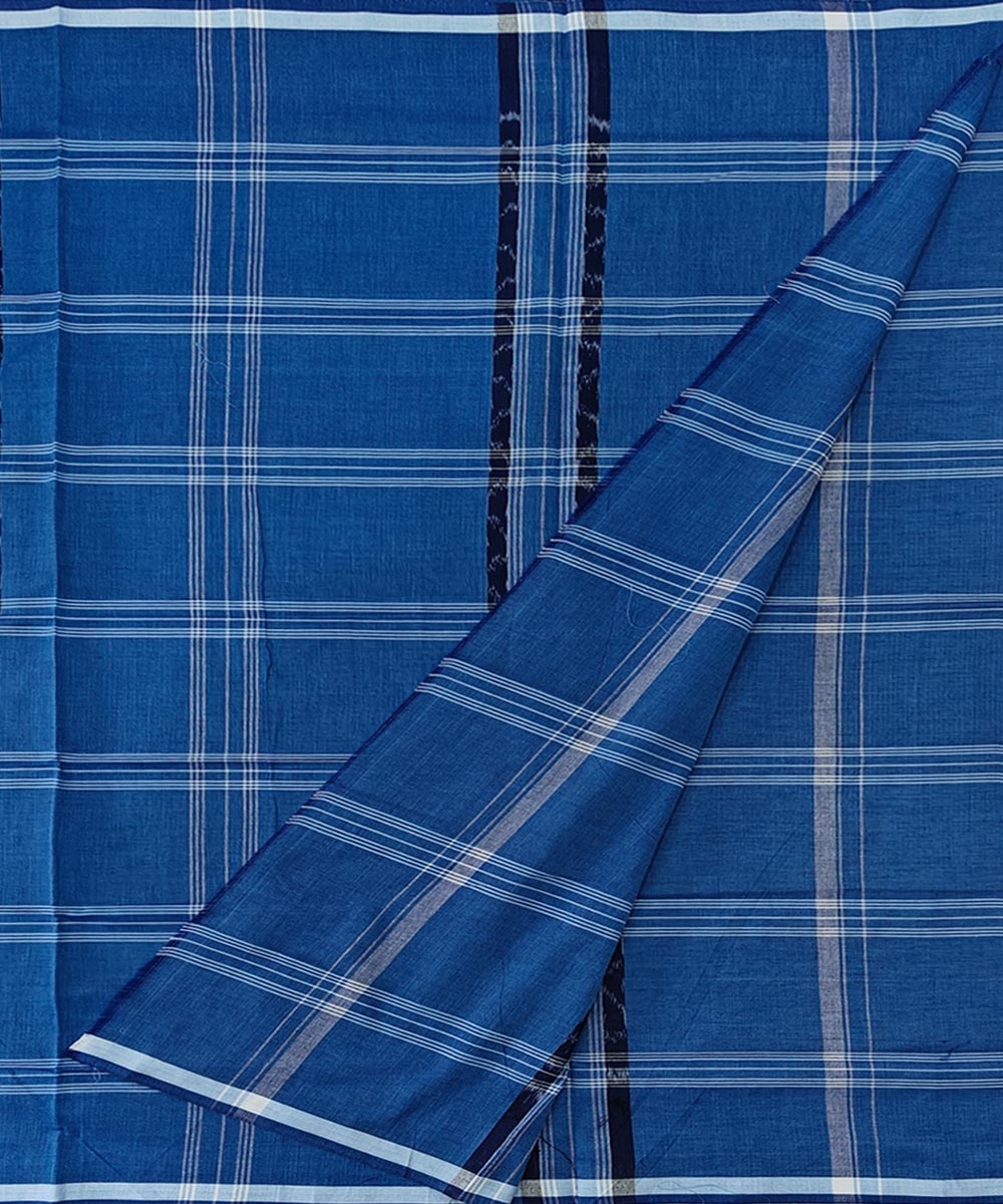 Blue Sambalpuri Handwoven Cotton Lugi Image 2