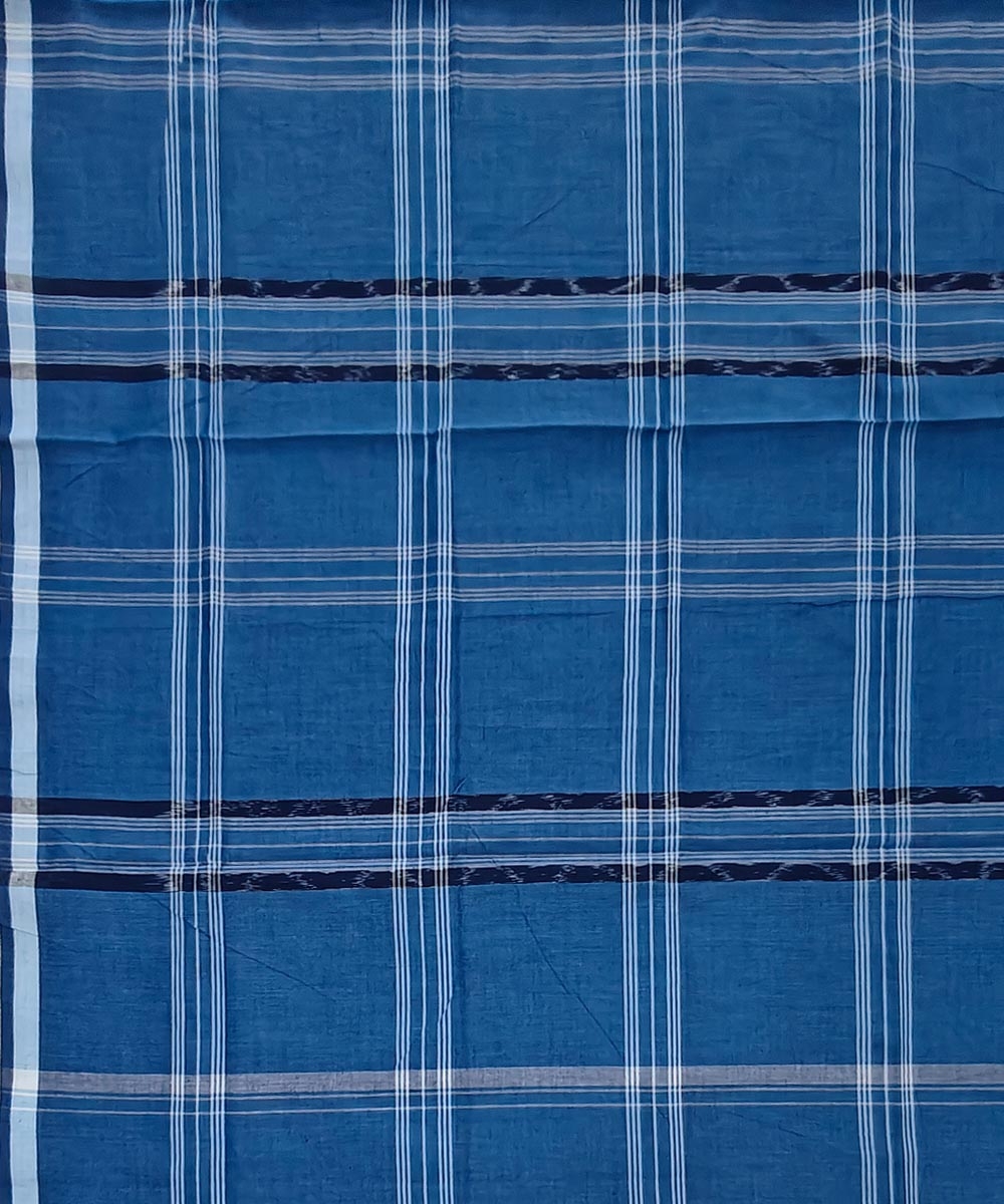Blue Sambalpuri Handwoven Cotton Lugi Image 4