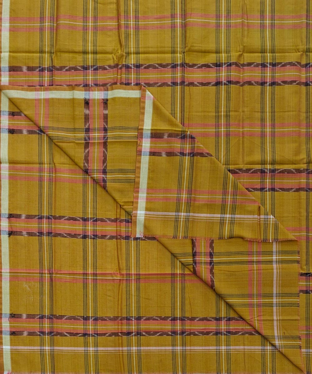 Golden Brown Sambalpuri Handwoven Cotton Lugi Image 1