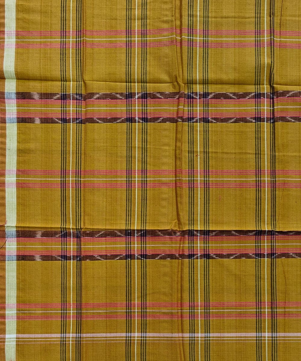 Golden Brown Sambalpuri Handwoven Cotton Lugi Image 4