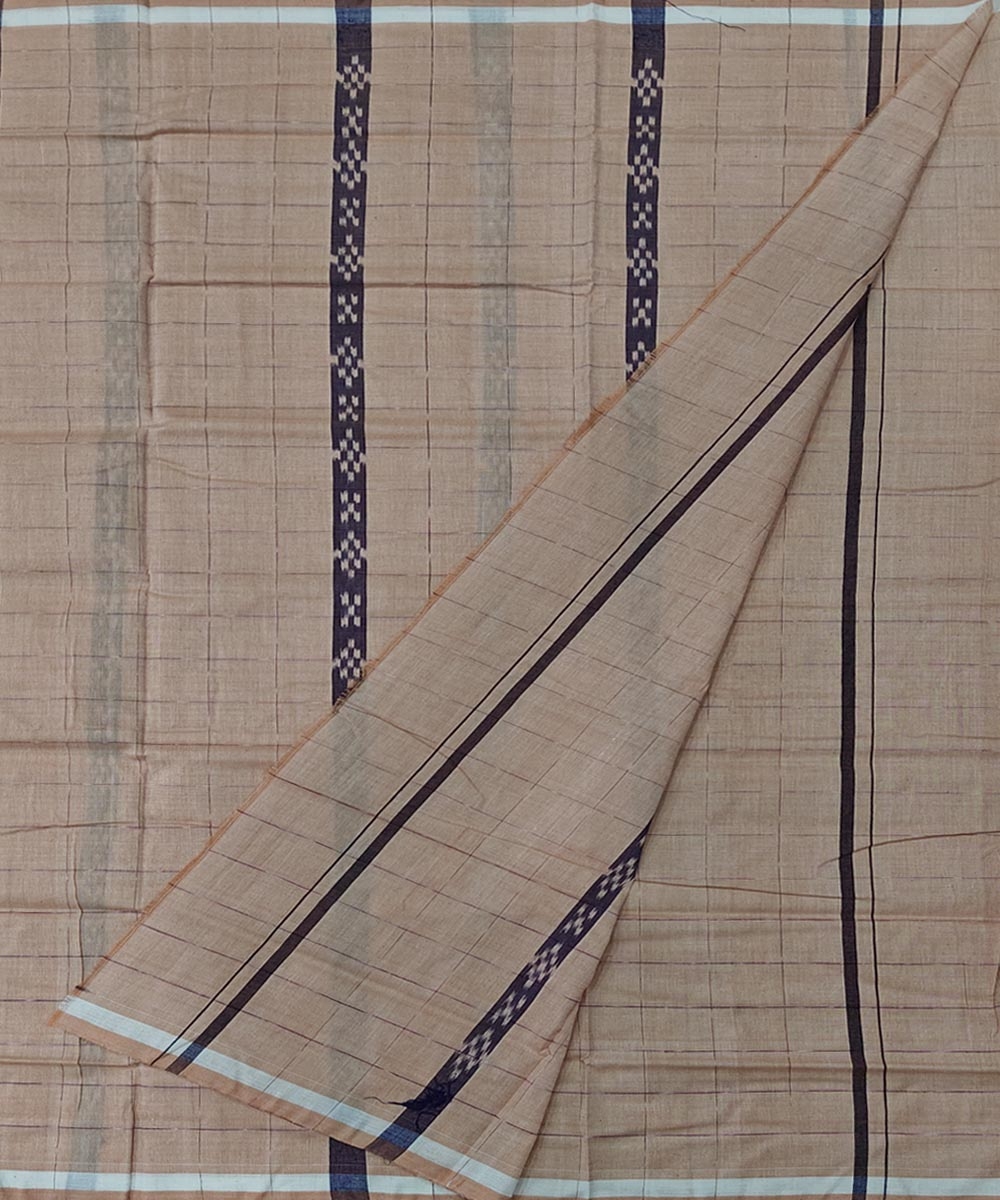 Beige Sambalpuri Handwoven Cotton Lugi Image 2