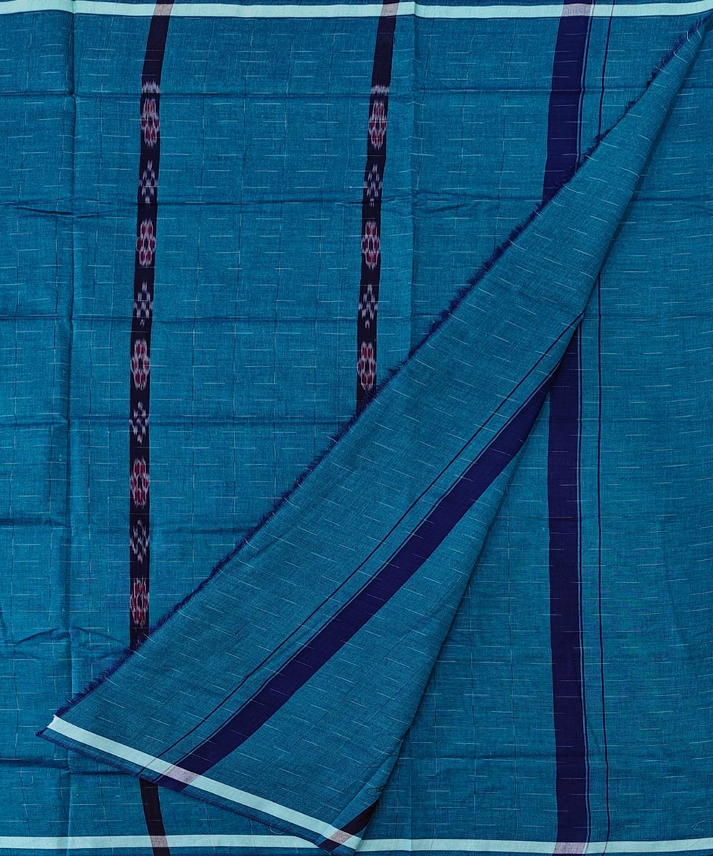 Blue Sambalpuri Handwoven Cotton Lugi Image 2