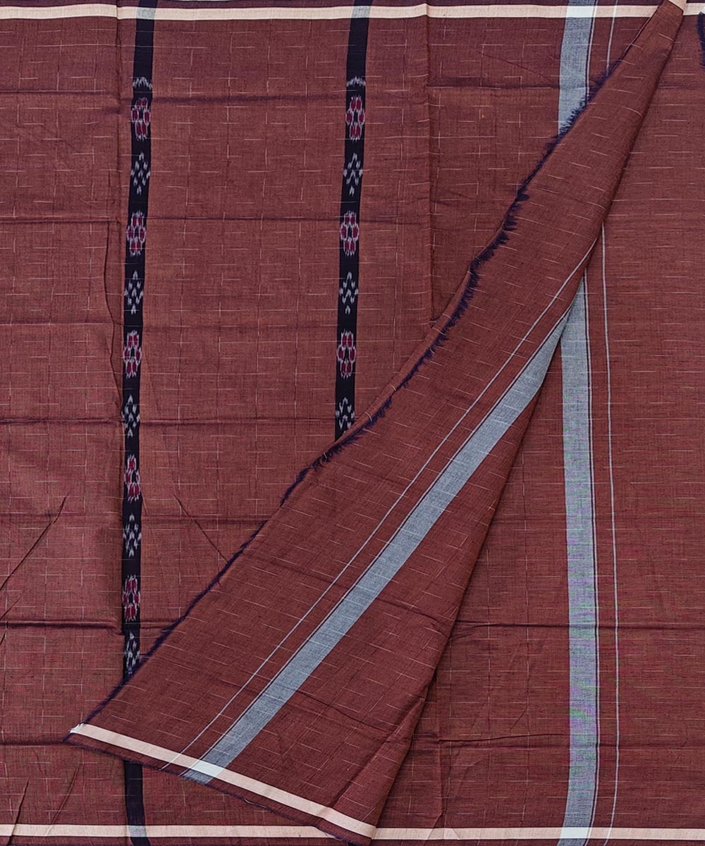 Brown Sambalpuri Handwoven Cotton Lugi Image 2