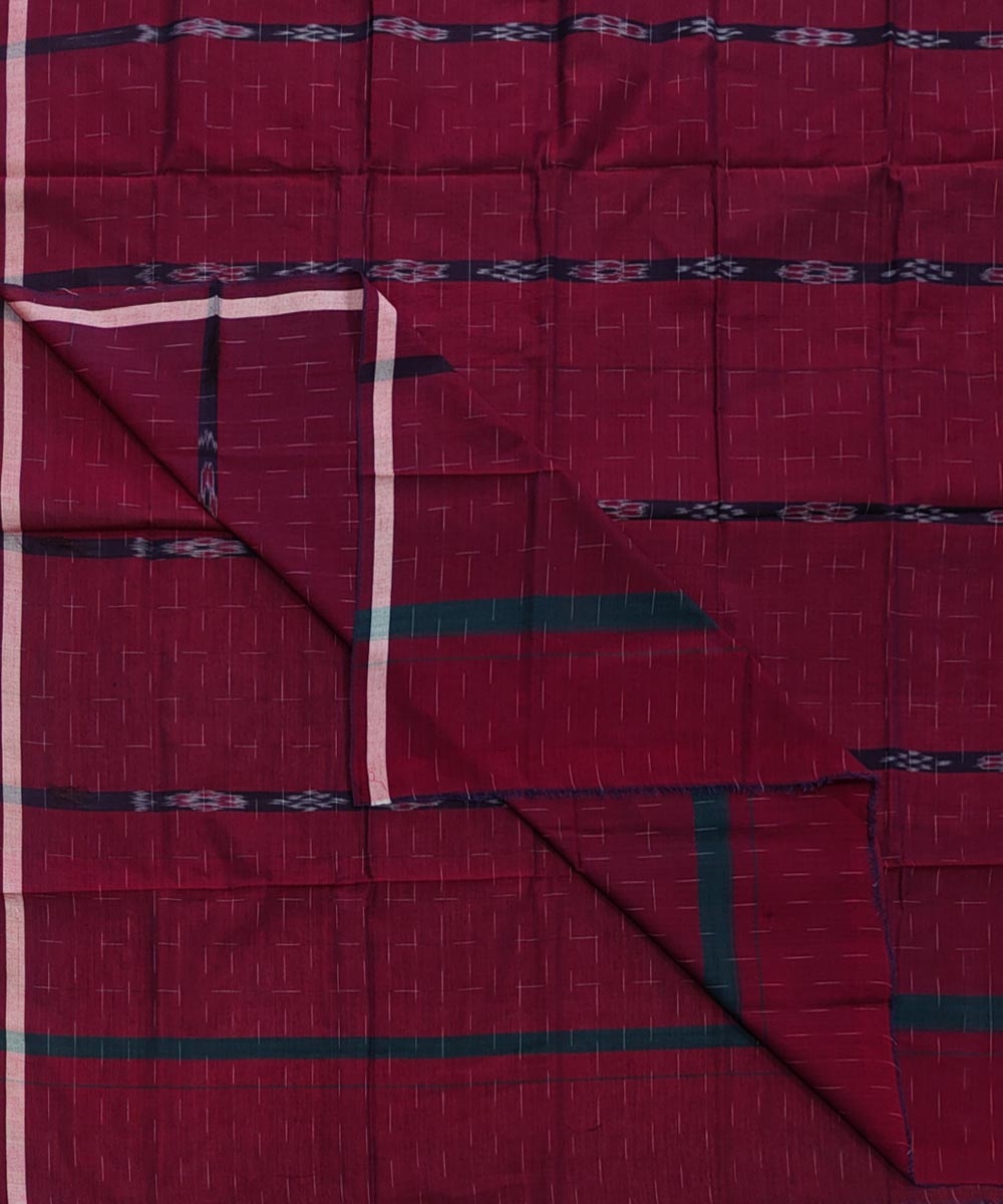 Maroon Black Sambalpuri Handwoven Cotton Lugi Image 1