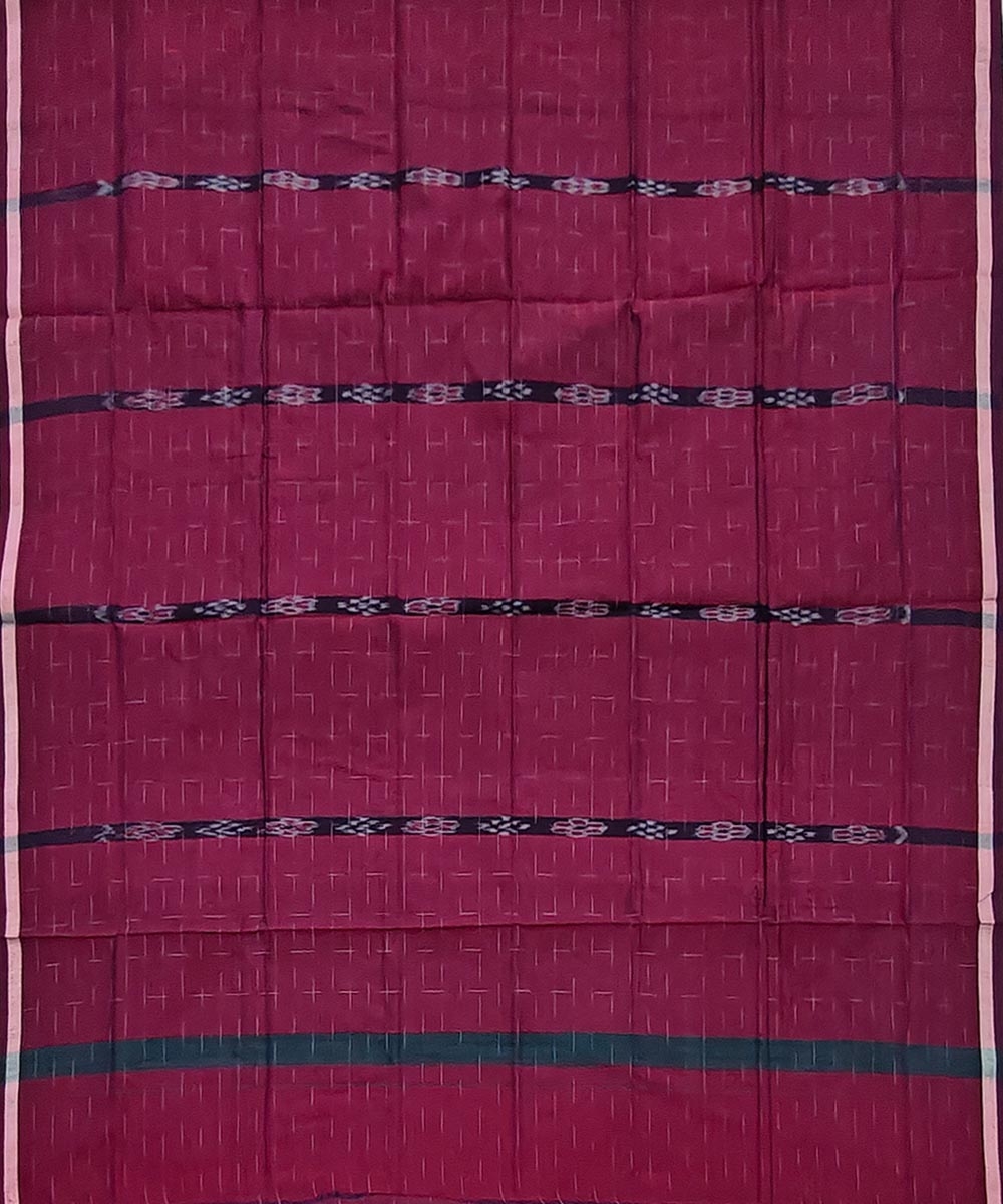 Maroon Black Sambalpuri Handwoven Cotton Lugi Image 3