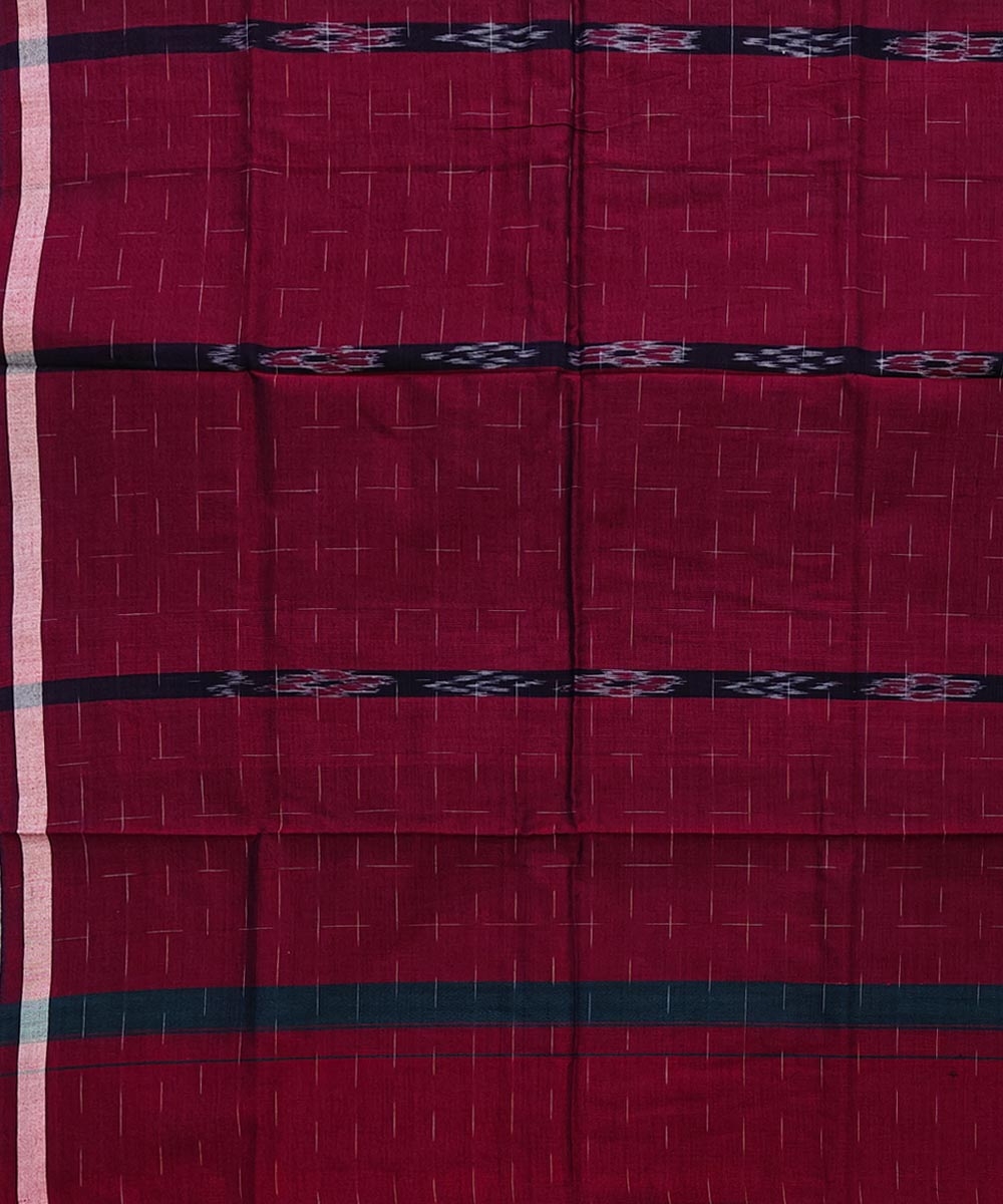 Maroon Black Sambalpuri Handwoven Cotton Lugi Image 4