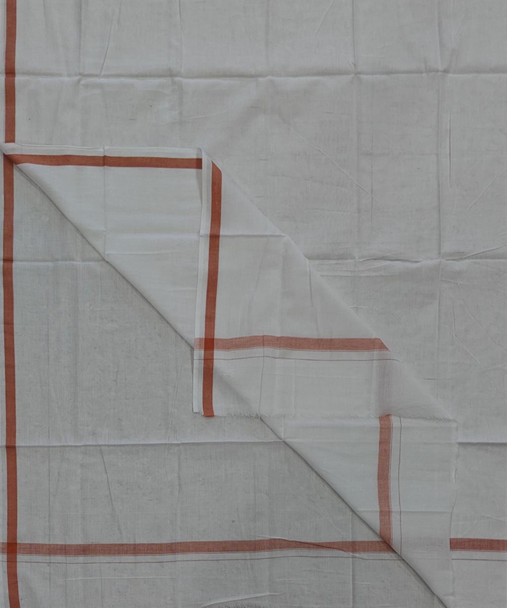 White Brown Sambalpuri Handwoven Cotton Lugi Image 1
