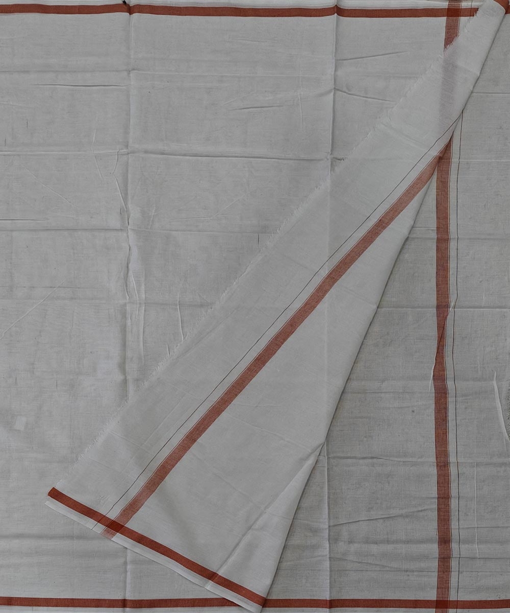 White Brown Sambalpuri Handwoven Cotton Lugi Image 2