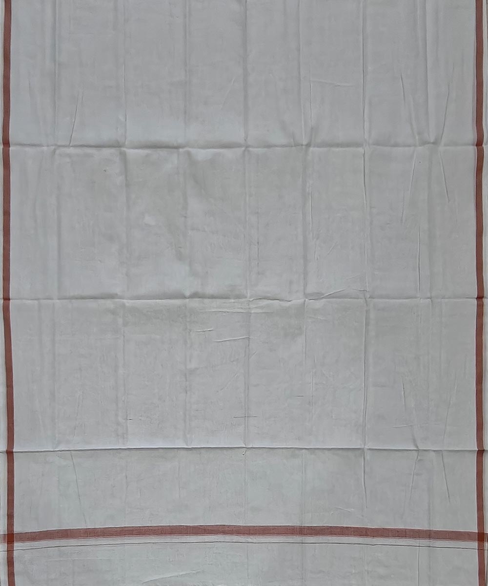 White Brown Sambalpuri Handwoven Cotton Lugi Image 3