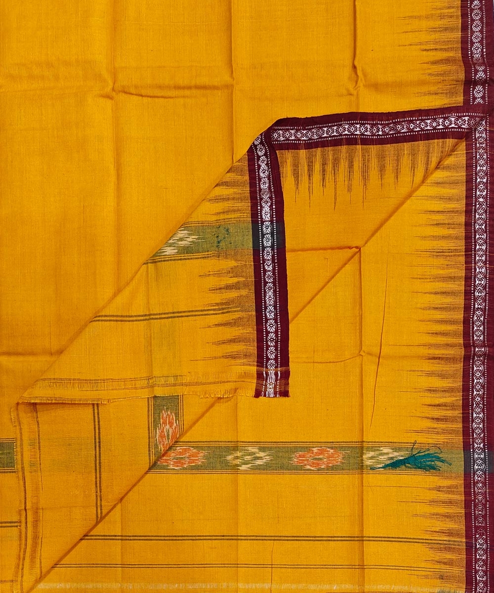 Yellow Maroon Sambalpuri Handwoven Cotton Gamuchha Image 1