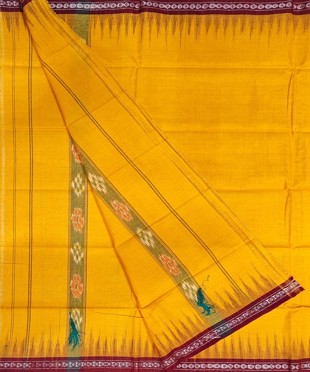 Yellow Maroon Sambalpuri Handwoven Cotton Gamuchha Image 2