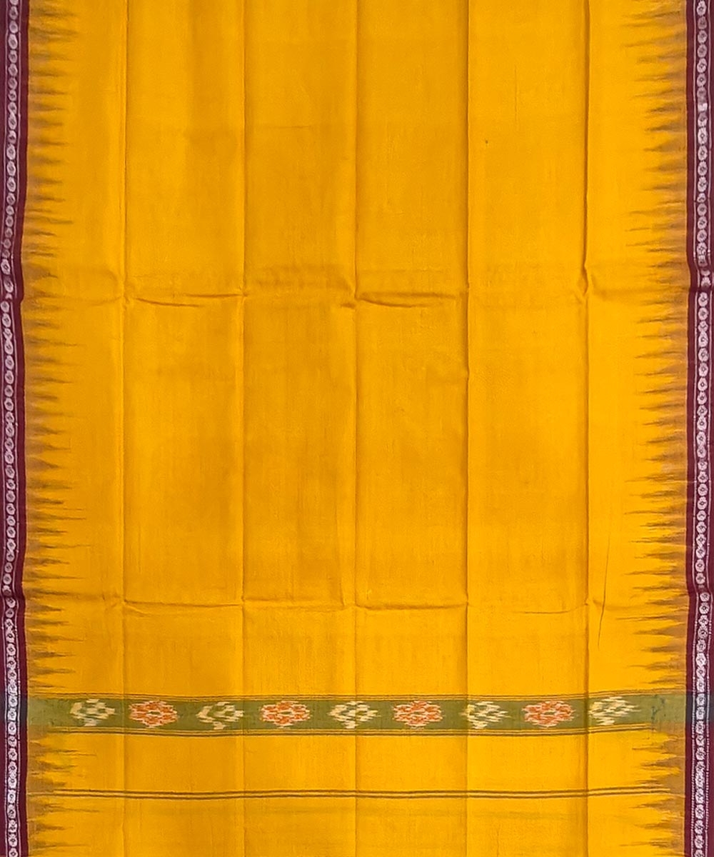 Yellow Maroon Sambalpuri Handwoven Cotton Gamuchha Image 3