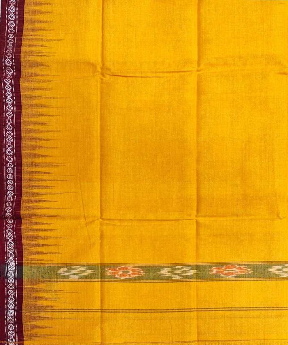 Yellow Maroon Sambalpuri Handwoven Cotton Gamuchha Image 4