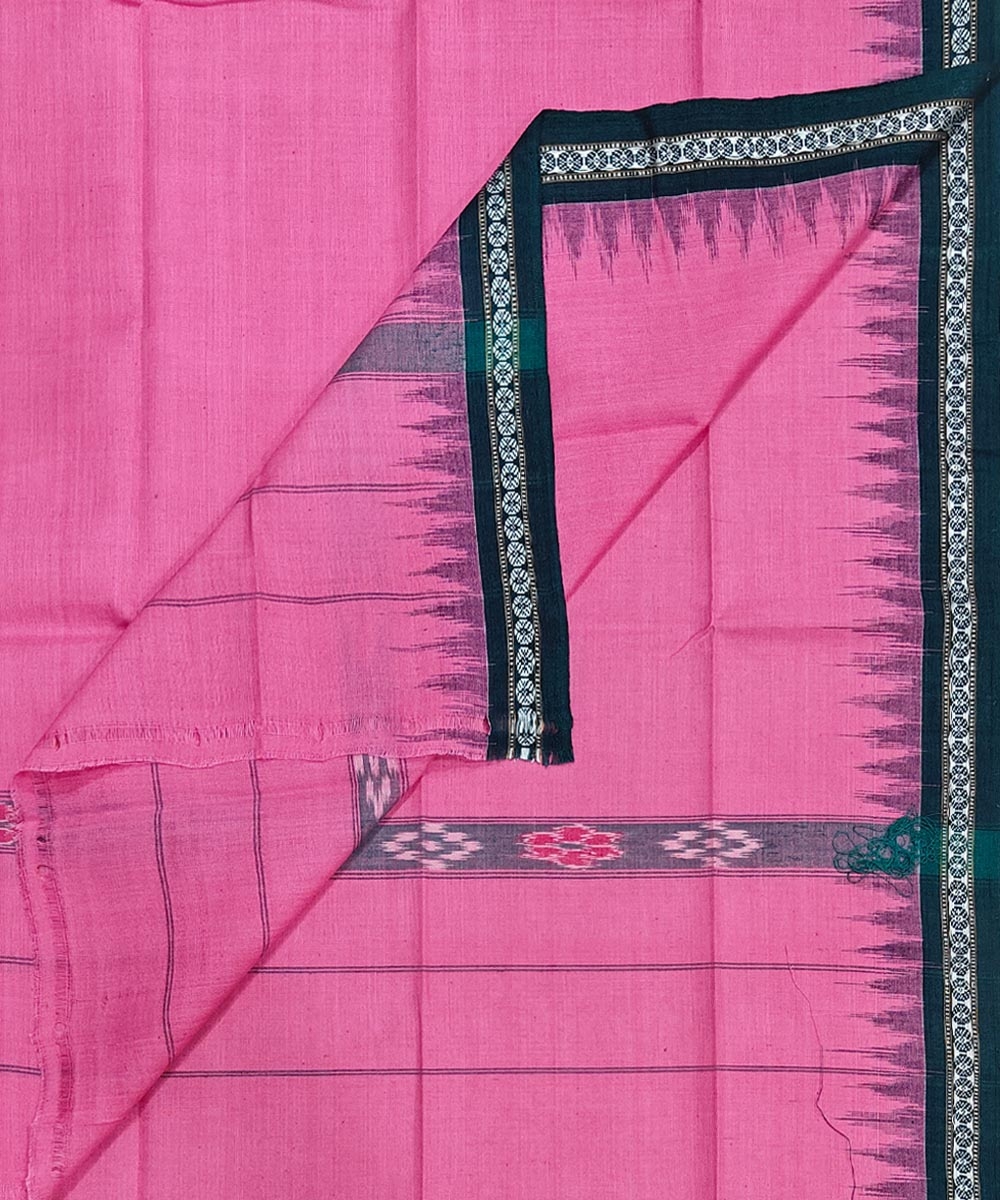 Pink Green Sambalpuri Handwoven Cotton Gamuchha Image 1