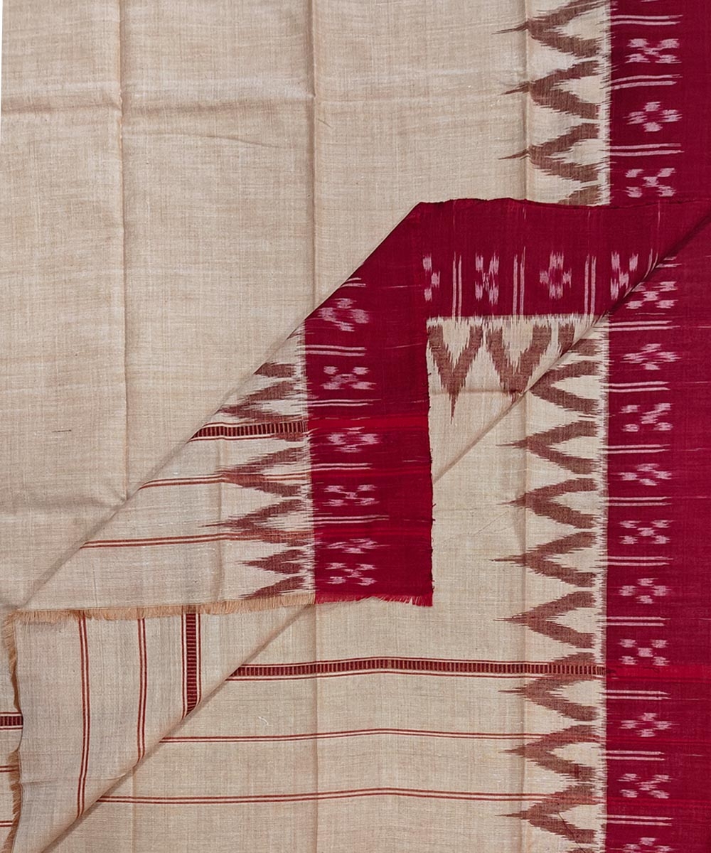 Beige Maroon Sambalpuri Handwoven Cotton Gamuchha Image 1
