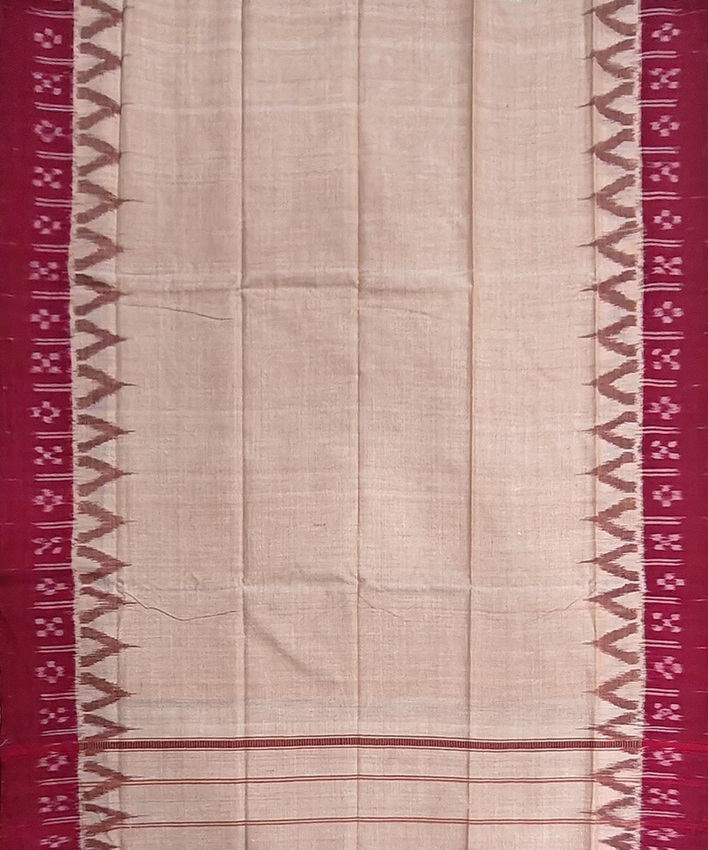 Beige Maroon Sambalpuri Handwoven Cotton Gamuchha Image 3