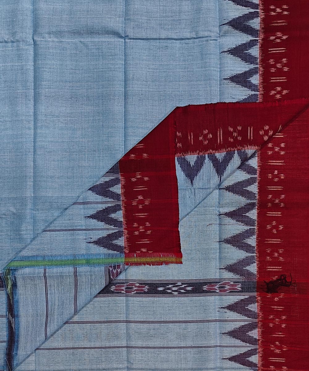 Skyblue Maroon Sambalpuri Handwoven Cotton Gamuchha Image 1